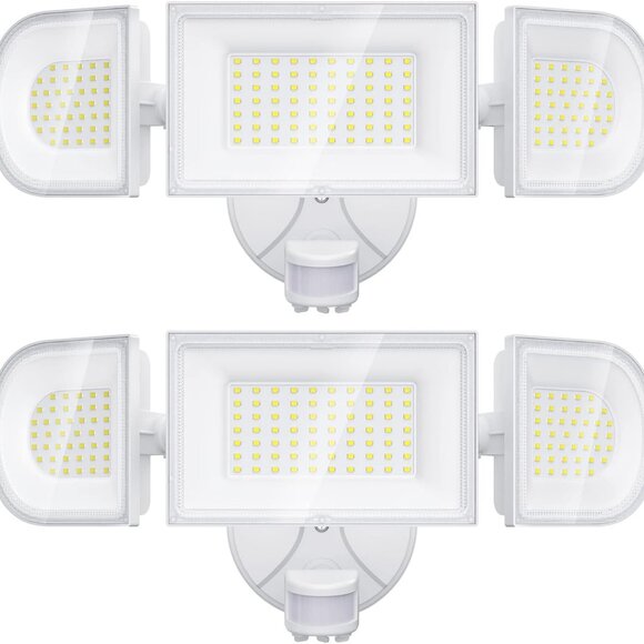 OUTDOOR FLOOD LIGHTS 2PK - New Motion Sensor Bright LED 100W 9000LM Wide Angle - Picture 1 of 5